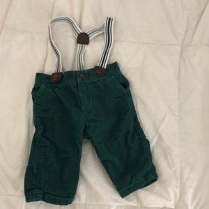 Green suspender pants 0-3 M